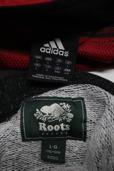 Roots Adidas Mens Hoodie Jacket Black Red Size Large Lot 2