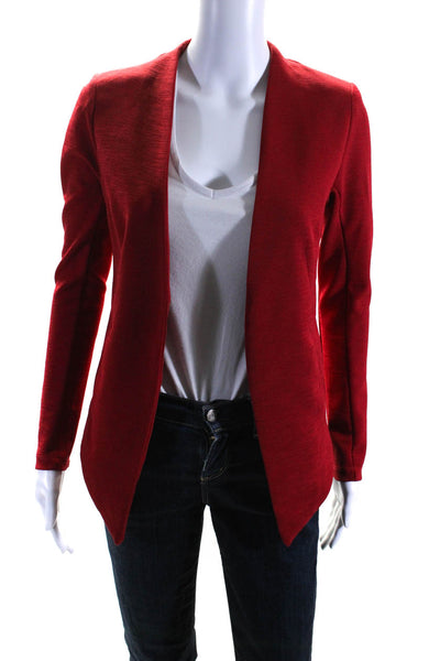 BCBGeneration Womens Bright Red Textured Open Front Long Sleeve Blazer Size XXS