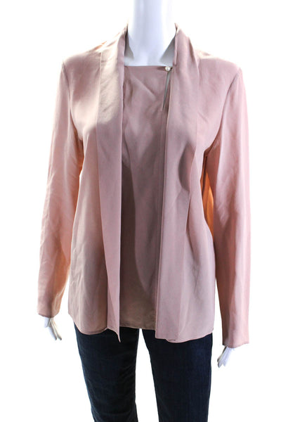 Lanvin Womens 100% Silk Long Sleeved Square Neck Collared Blouse Pink Size 36