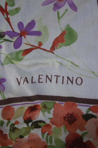 Valentino Womens Silk Floral Print Light Weight Scarf Multi Colored