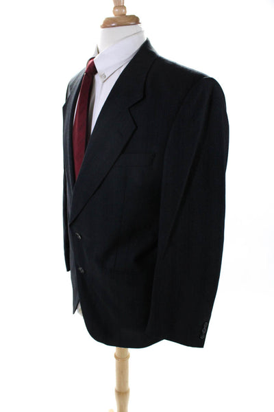 Lorenzini Mens Wool Notched Lapel No Vent Two Button Blazer Jacket Black Size 40