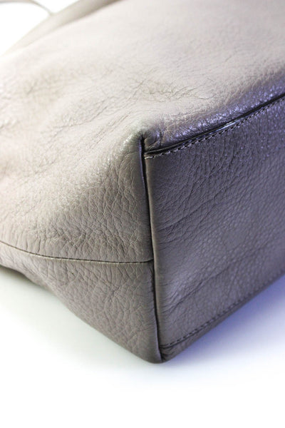 Coach Womens Light Gray Leather Zip Shoulder Bag Handbag