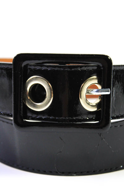 Maison Boinet Women's Buckle Closure Patent  Leather Belt Black Size M