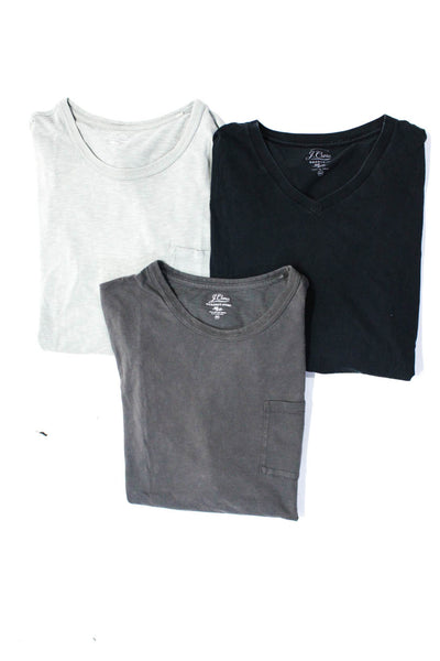 J Crew Mens Cotton Jersey Knit Short Sleeve T-Shirts Gray Navy Size 2XL Lot 3