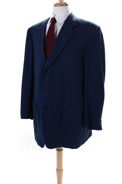 Canali Mens Wool Textured Buttoned Collared Long Sleeve Blazer Blue Size L
