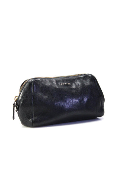 Coach Women's Zip Closure Credit Card Slot Leather Pouch Handbag Black Size S