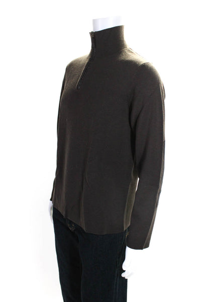 Theory Men's Mock Neck Long Sleeves Pullover Wool Sweater Brown Size M