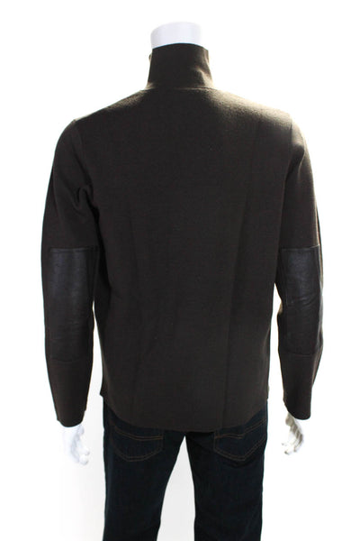 Theory Men's Mock Neck Long Sleeves Pullover Wool Sweater Brown Size M
