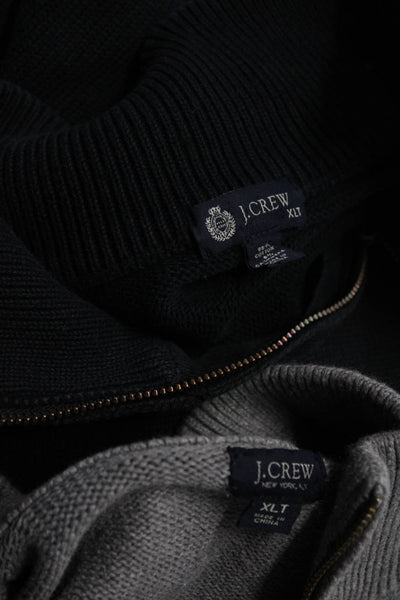 J Crew Mens Cotton Half Zipped Textured Mock Neck Sweaters Gray Size XLT Lot 2