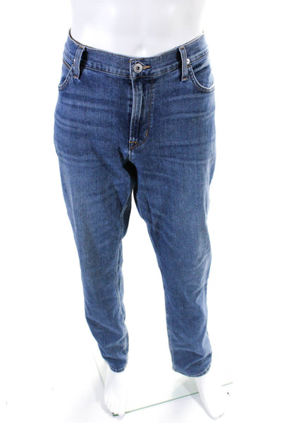 Hudson Mens Cotton Medium Washed Buttoned Straight Leg Jeans Blue Size EUR38