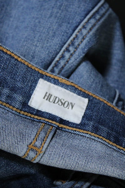 Hudson Mens Cotton Medium Washed Buttoned Straight Leg Jeans Blue Size EUR38
