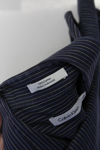 Calvin Klein Hugo Hugo Boss Bugatchi Mens Navy Dress Shirt Size 16 L  XL lot 4