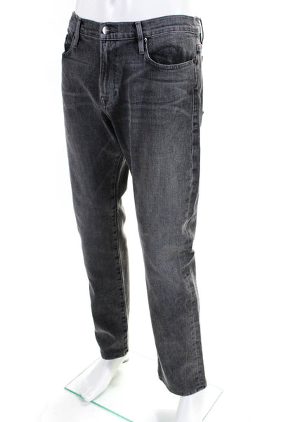Frame Denim Mens Gray Wash Zip Up Mid Rise Straight Leg Jeans Pants Gray Size 36