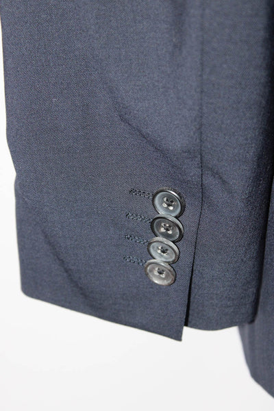 Theory Men's Collared Long Sleeves Lined Two Button Basic Jacket Blue Size 36