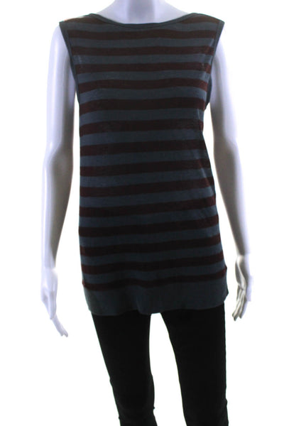 T Alexander Wang Womens Jersey Knit Striped Print Tank Top Gray Red Size XS