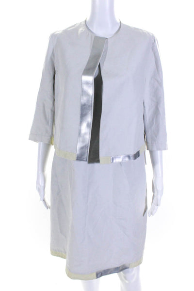 Akris Womens Light Gray Open Front Long Sleeve Blazer Dress Set Size 6 10