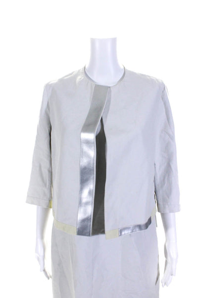 Akris Womens Light Gray Open Front Long Sleeve Blazer Dress Set Size 6 10
