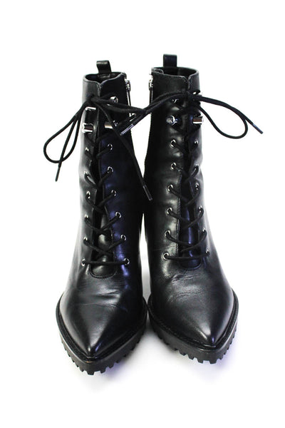 Michael Michael Kors Womens Black Leather KYLE LACE UP BOOTIE Shoes Size 8M