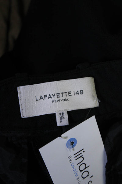 Lafayette 148 New York Womens Wool Hook & Eye Wide Leg Pants Black Size 0
