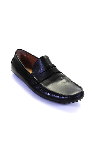 New Republic Mens Leather Texture Sole Apron Toe Slip-On Loafers Black Size 11.5