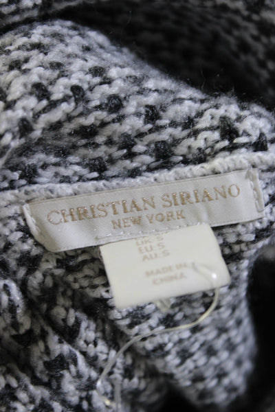 Christian Siriano Womens Woven Turtleneck Sweater Gray White Size Small