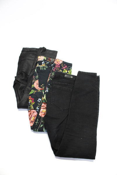 7 For All Mankind Blank NYC Womens Floral Skinny Pants Black Size 25 26 27 Lot 3