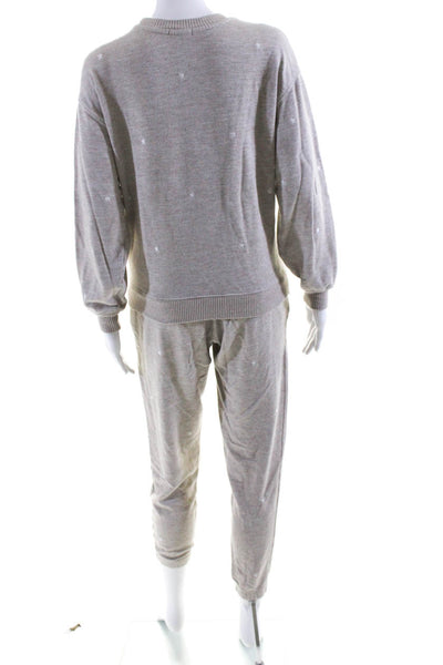 Rails Womens Stars Print Pullover Sweat Suit Beige Cotton Size Small