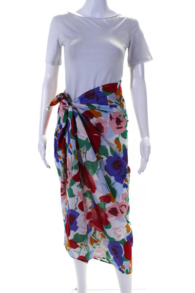 Faithfull The Brand Womens Cotton Floral Print Sarong Skirt Multicolor Size M/L