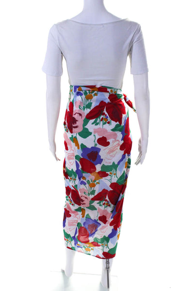 Faithfull The Brand Womens Cotton Floral Print Sarong Skirt Multicolor Size M/L