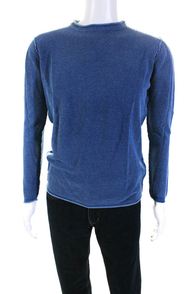 Adolfo Dominguez Mens Long Sleeve Crew Neck Thermal Tee Shirt Blue Size 6
