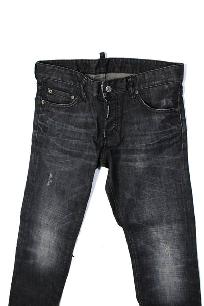 Dsquared2 Mens Cotton Five Pocket Button Closure Skinny Jeans Black Size 48