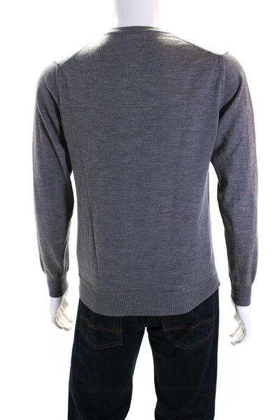 J. Lindeberg Mens Long Sleeves Pullover V Neck Sweater Gray Wool Size Small
