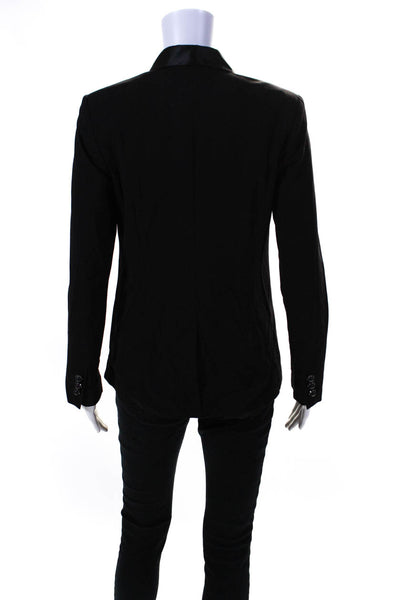 Kirna Zabete Target Womens Satin Lapel Two Button Blazer Jacket Black Size XS