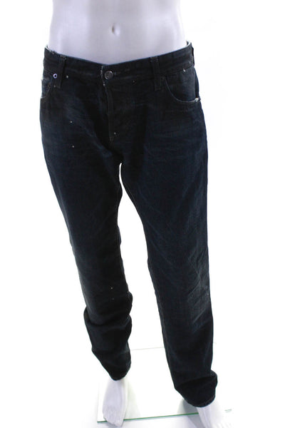 Dsquared2 Mens Cotton Distressed Five Pocket Straight Leg Jeans Blue Size 52