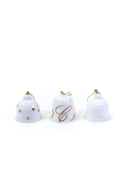 Chopard 2023 Ceramic Bell Christmas Ornament White Gold Tone Set Of 3