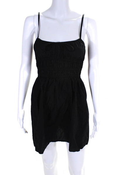 Faithfull The Brand Women's Scoop Neck Spaghetti Straps Mini Dress Black Size 4