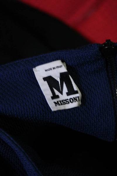 M Missoni Womens Strapless High Waist Belted Dress Navy Blue Cotton Size 6