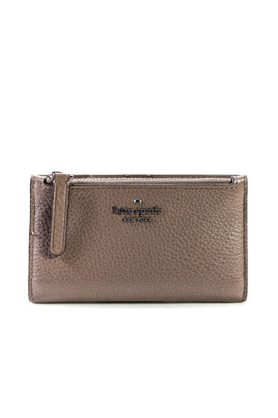 Kate Spade New York Womens Leather Snap Closure Foldover Wallet Taupe