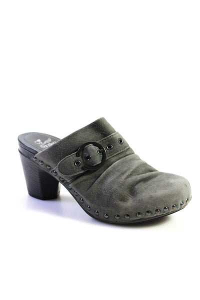 Dansko Womens Suede Pleated Buckle Detail Round Toe Slip On Clogs Gray Size 38 8