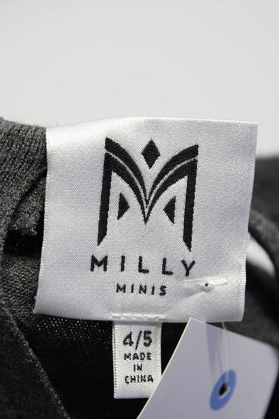 Milly Minis Girls Gray Crew Neck Zip Pockets Sleeveless A-Line Dress Size 4/5