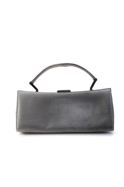 Giorgio Armani Womens Satin Top Handle Satchel Shoulder Handbag Gray