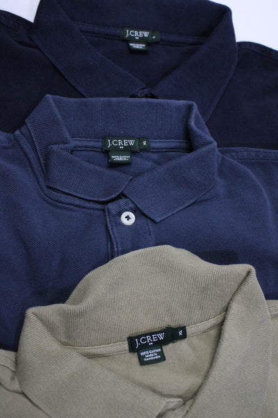 J Crew Mens Short Sleeve Polo Shirts Navy Size L XL M Lot 3