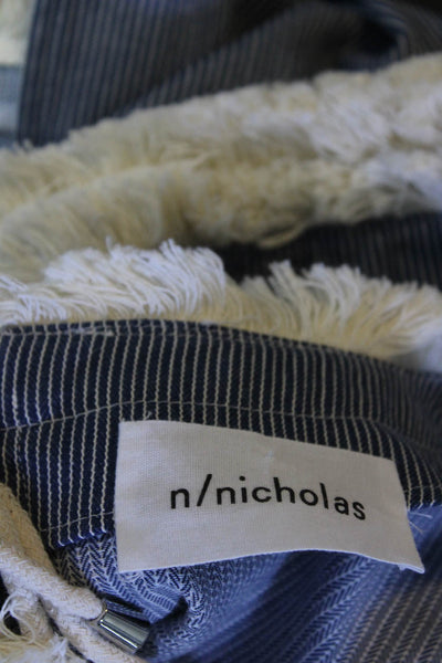 N Nicholas Womens Pinstriped Fringe Oversized Shirt Shorts Set Blue White Size 6