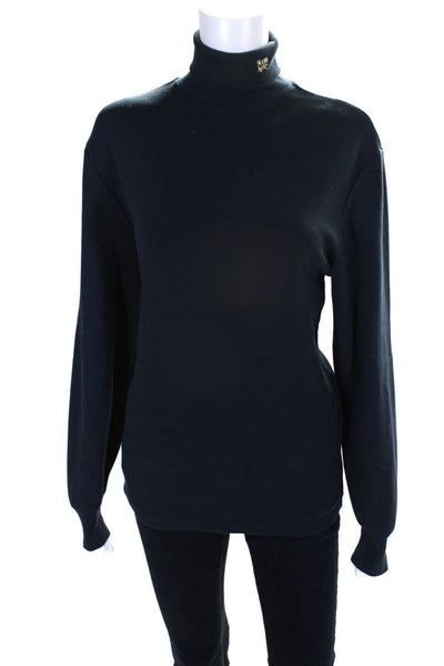 Aime Leon Dore Womens Cotton Long Sleeve Pullover Turtleneck Top Navy Size XS