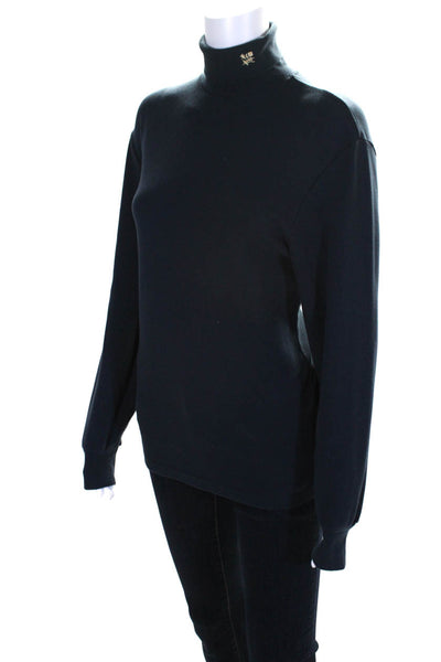 Aime Leon Dore Womens Cotton Long Sleeve Pullover Turtleneck Top Navy Size XS