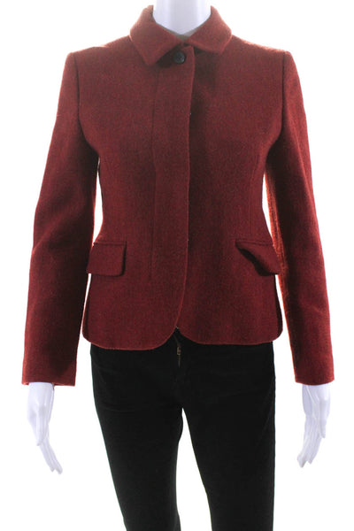 Margaret Howell Womens 100% Wool Tweed Three Buttoned Blazer Jacket Red Size S