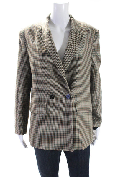 Zara Womens Houndstooth Print Double Breasted Blazer Jacket Multicolor Size S