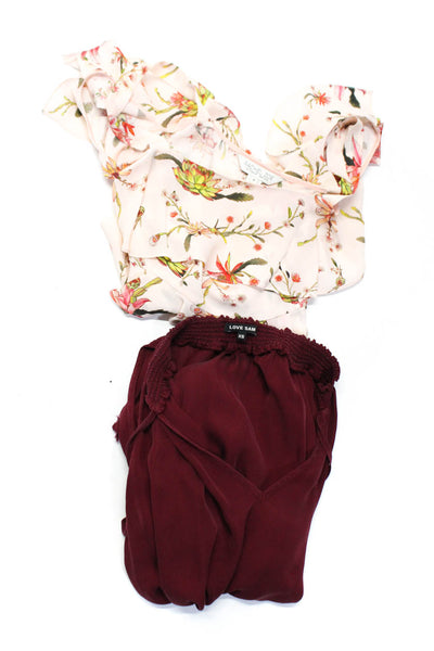 Rachel Zoe Love Sam Womens Silk Floral Long Sleeve Blouse Tops Pink Size 0 S Lot