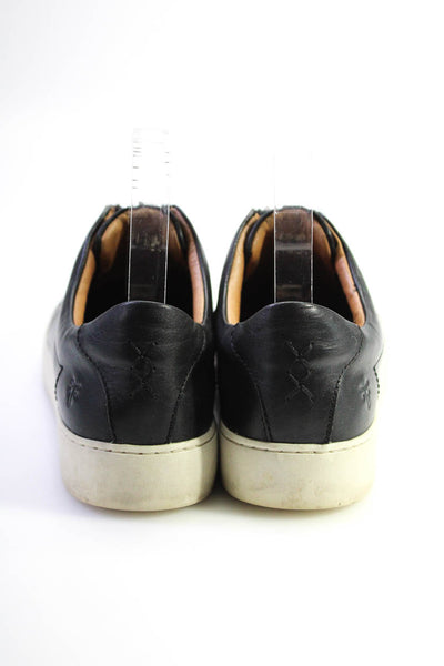Frye Womens Black Leather Zip Detail Slip On Fashion Sneakers Shoes Size 9.5M