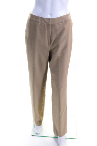 Caslon Womens Silk Button Down Straight Leg Pant Suit Beige Size 4/6